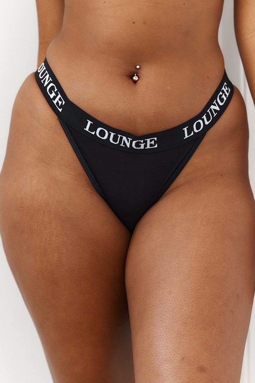 Lounge Underwear Bamboo Triangle String Svarta | XKJA-54067