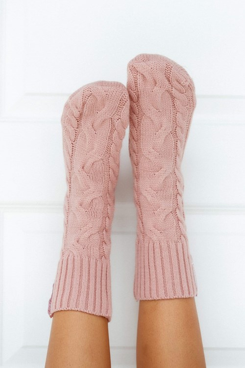 Lounge Underwear Cosy Stickad Socks Rosa | DOCP-62953