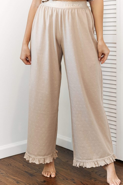 Lounge Underwear Frill Pajama Trousers Mink | QFGD-48026