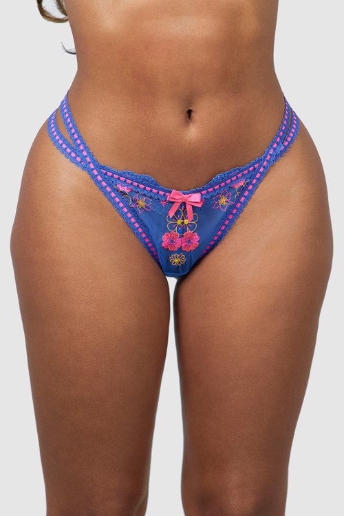 Lounge Underwear Neon String Blå | GVCY-10837