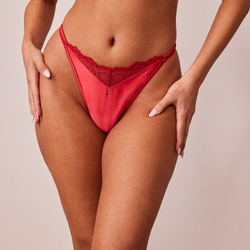 Lounge Underwear Quiltad Spets G-string Vinröda | IPWD-13965