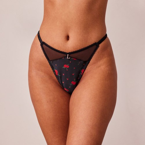 Lounge Underwear Rose String Svarta | TVLW-98604