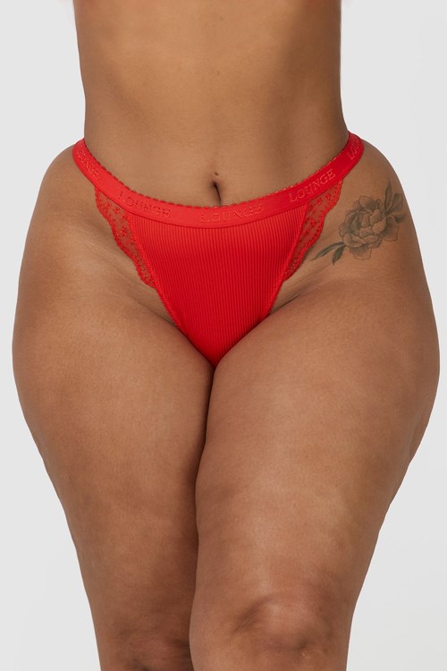 Lounge Underwear Räfflad String Röda | AHCN-60134