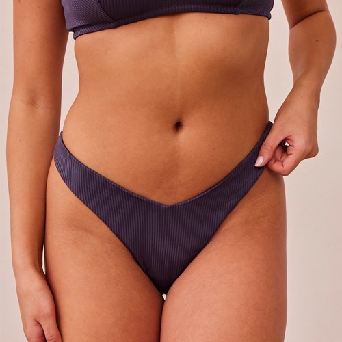 Lounge Underwear Räfflad Triangle String Blå | GNHE-72495