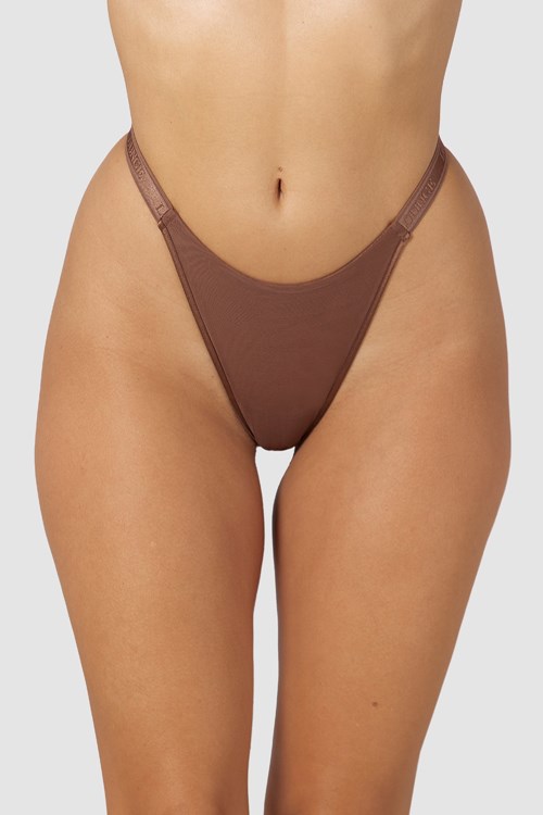 Lounge Underwear Smooth Mesh String Chestnut | WXFU-56709