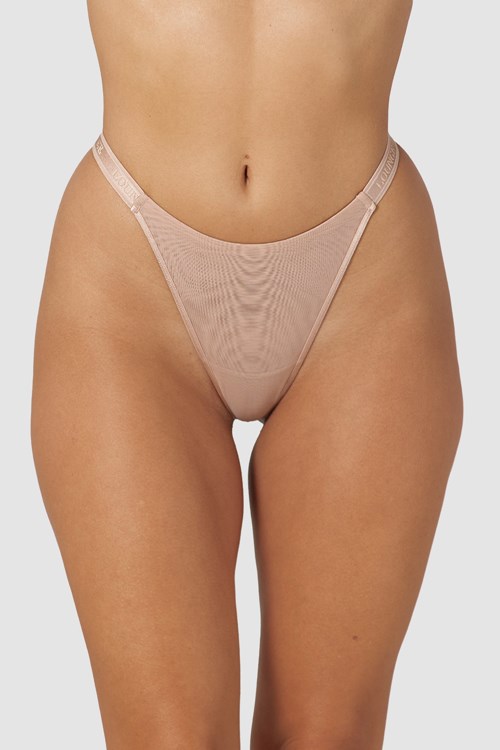 Lounge Underwear Smooth Mesh String Taupe | DPNF-78620