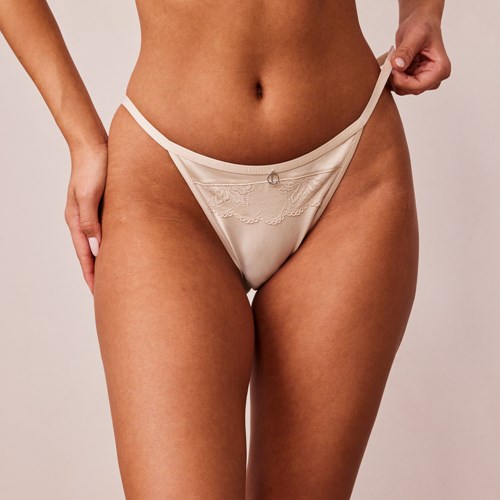 Lounge Underwear Soft Satin Briefs Latte | SYCI-19426