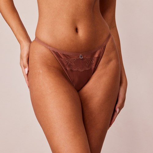 Lounge Underwear Soft Satin Briefs Mocha | SDBR-35124